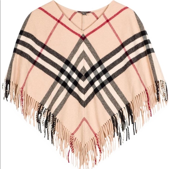 Burberry Accessories - Authentic Burberry Nova Check Fringe Wool Poncho